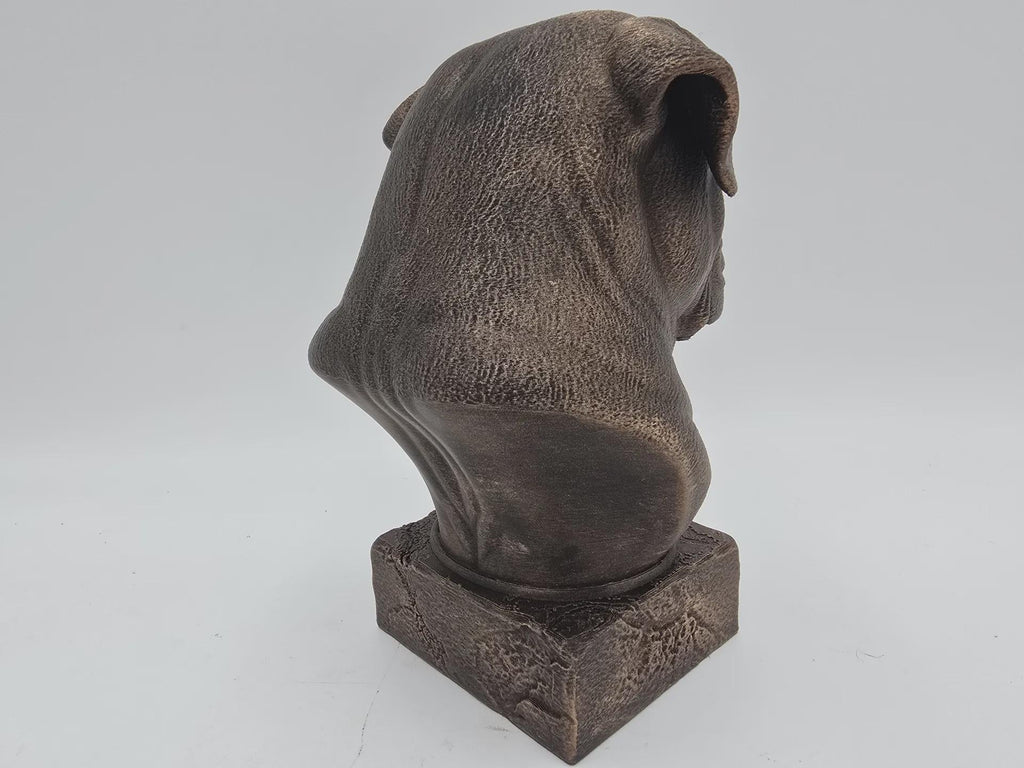 Büste einer Doge de Bordeaux Hundestatue - Wohndeko Hundeliebhaber handbemalt Ornament