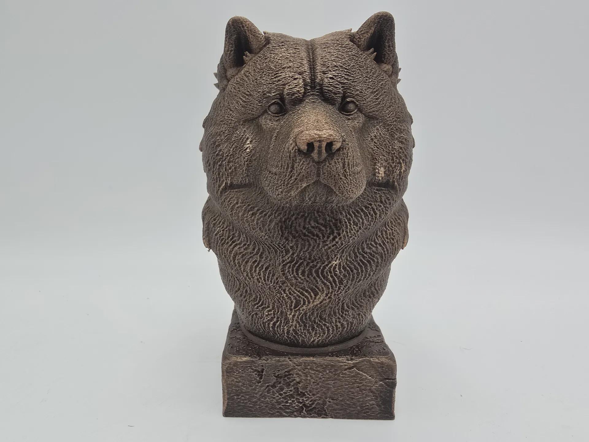 Büste einer Chow-Chow-Hundestatue - Wohndeko Hundeliebhaber handbemalt Ornament