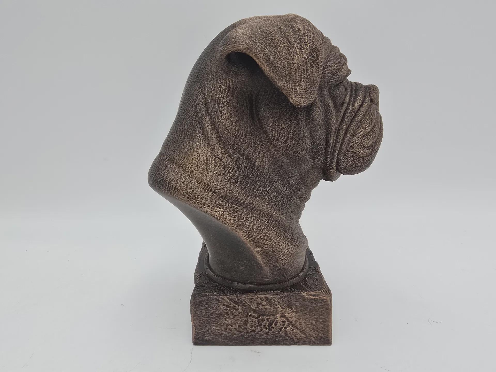 Büste einer Doge de Bordeaux Hundestatue - Wohndeko Hundeliebhaber handbemalt Ornament