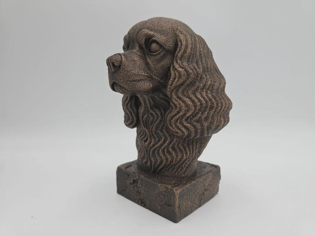 Büste einer Cavalier King Hundestatue - Wohndeko Hundeliebhaber handbemalt Ornament