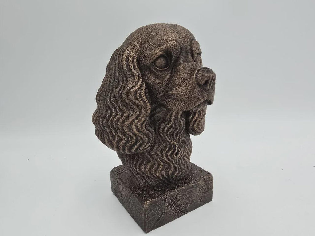 Büste einer Cavalier King Hundestatue - Wohndeko Hundeliebhaber handbemalt Ornament