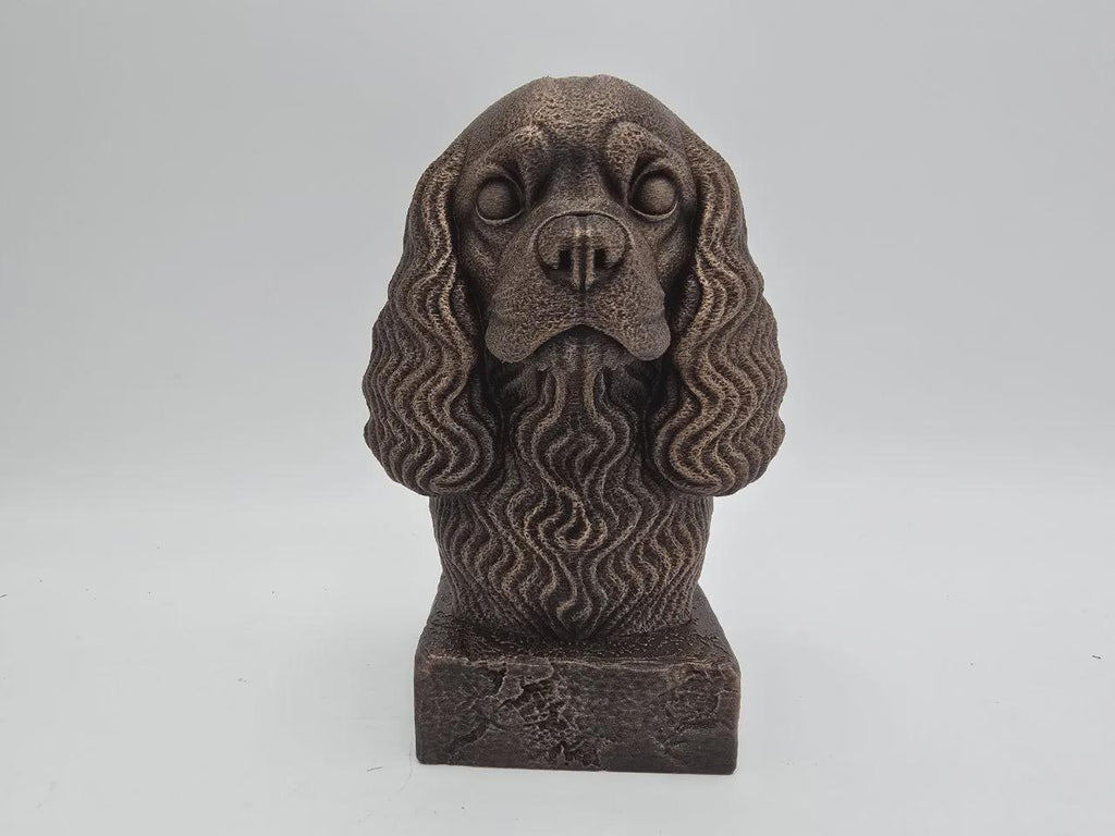 Büste einer Cavalier King Hundestatue - Wohndeko Hundeliebhaber handbemalt Ornament