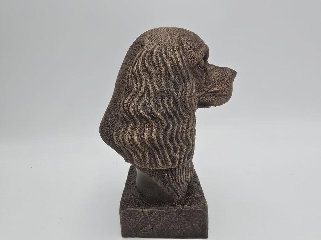 Büste einer Cavalier King Hundestatue - Wohndeko Hundeliebhaber handbemalt Ornament