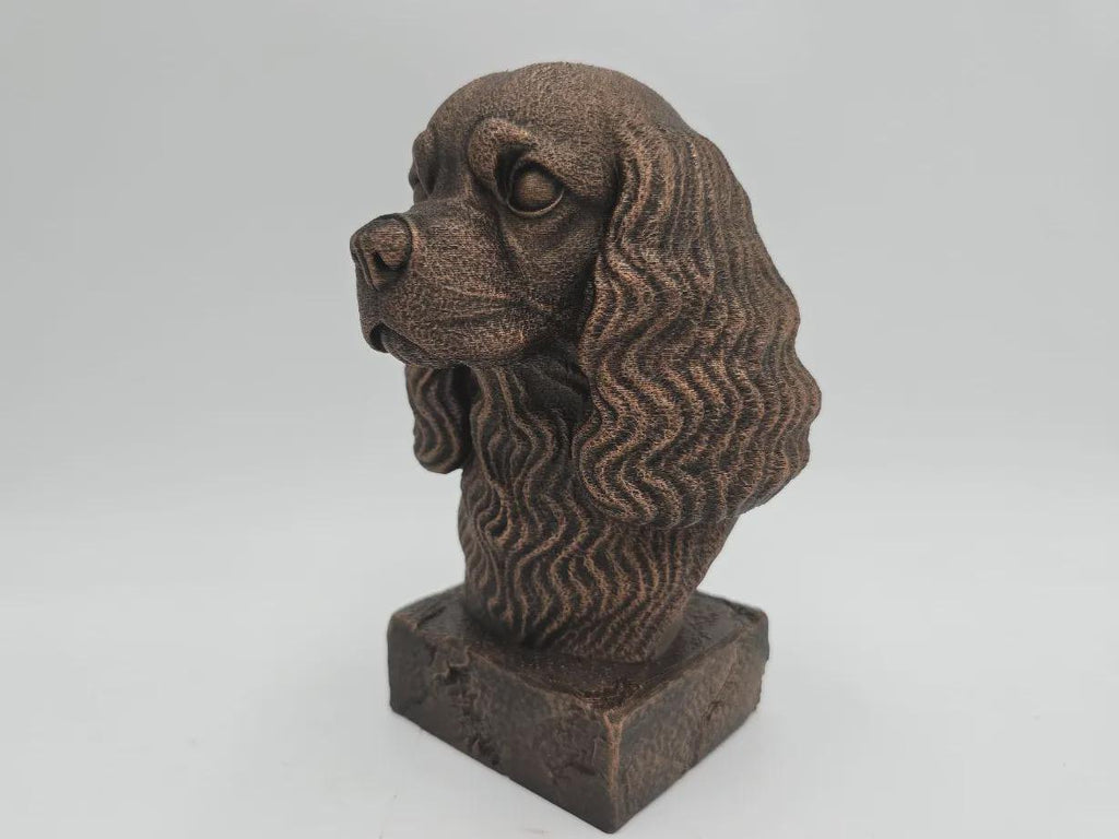 Büste einer Cavalier King Hundestatue - Wohndeko Hundeliebhaber handbemalt Ornament