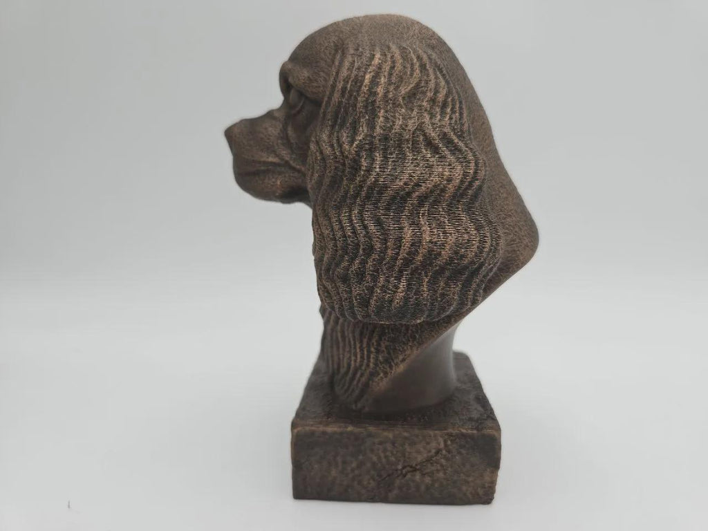 Büste einer Cavalier King Hundestatue - Wohndeko Hundeliebhaber handbemalt Ornament