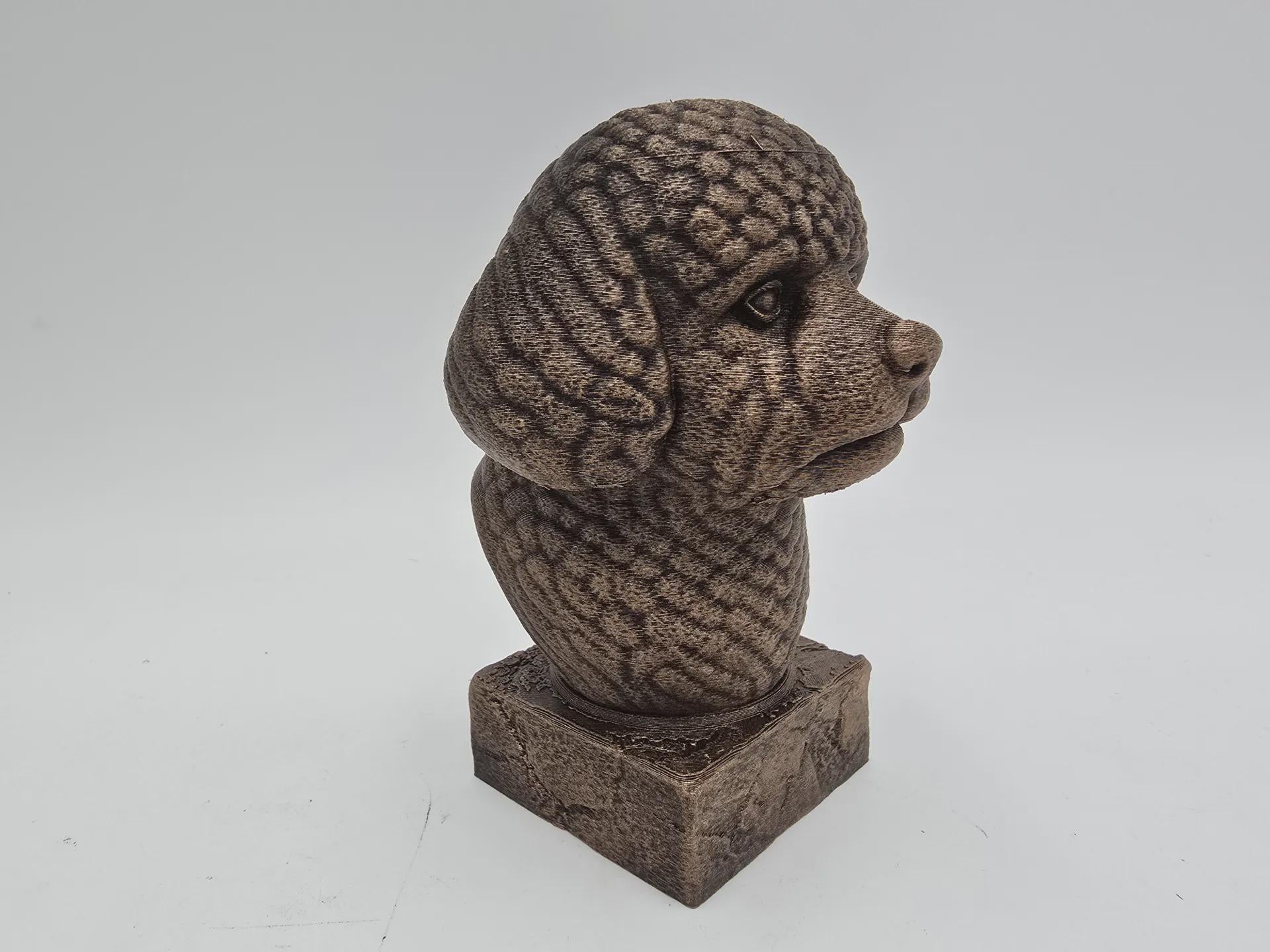 Büste einer Bison-Frise-Hundestatue - Wohndeko Hundeliebhaber handbemaltes Ornament