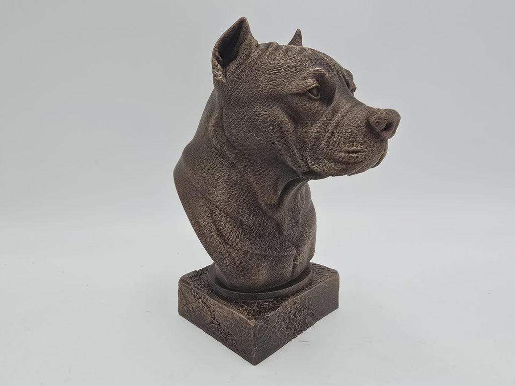 Büste einer Amstaff-Hundestatue - Wohndeko Hundeliebhaber handbemaltes Ornament