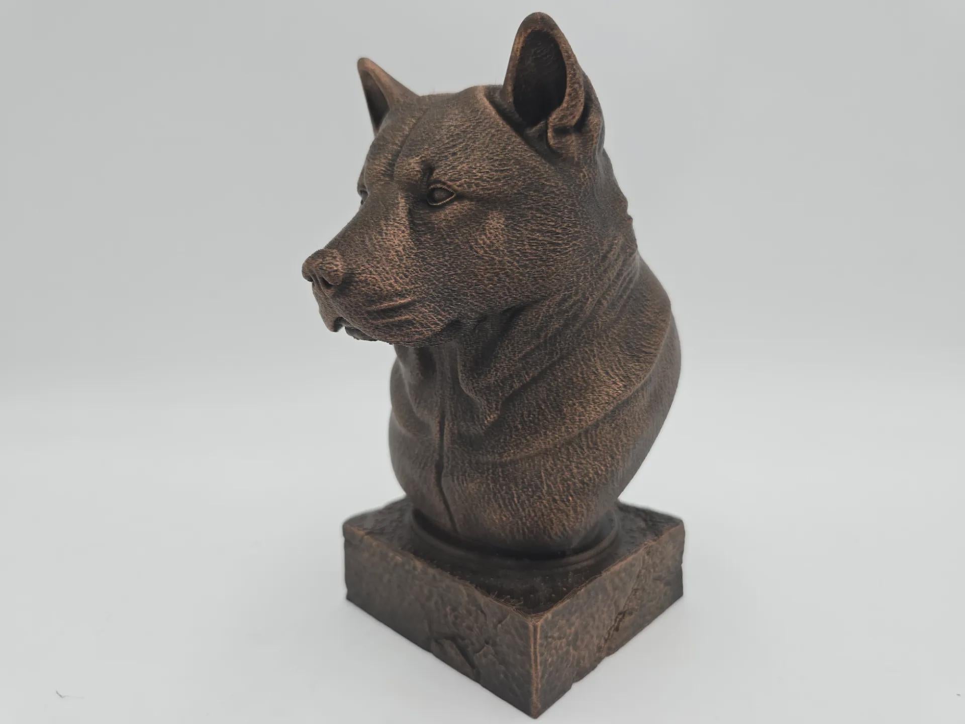Büste einer Akita-Hundestatue - Wohndeko Hundeliebhaber handbemaltes Ornament