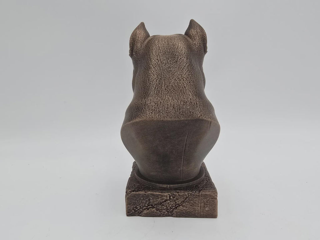 Büste einer Amstaff-Hundestatue - Wohndeko Hundeliebhaber handbemaltes Ornament