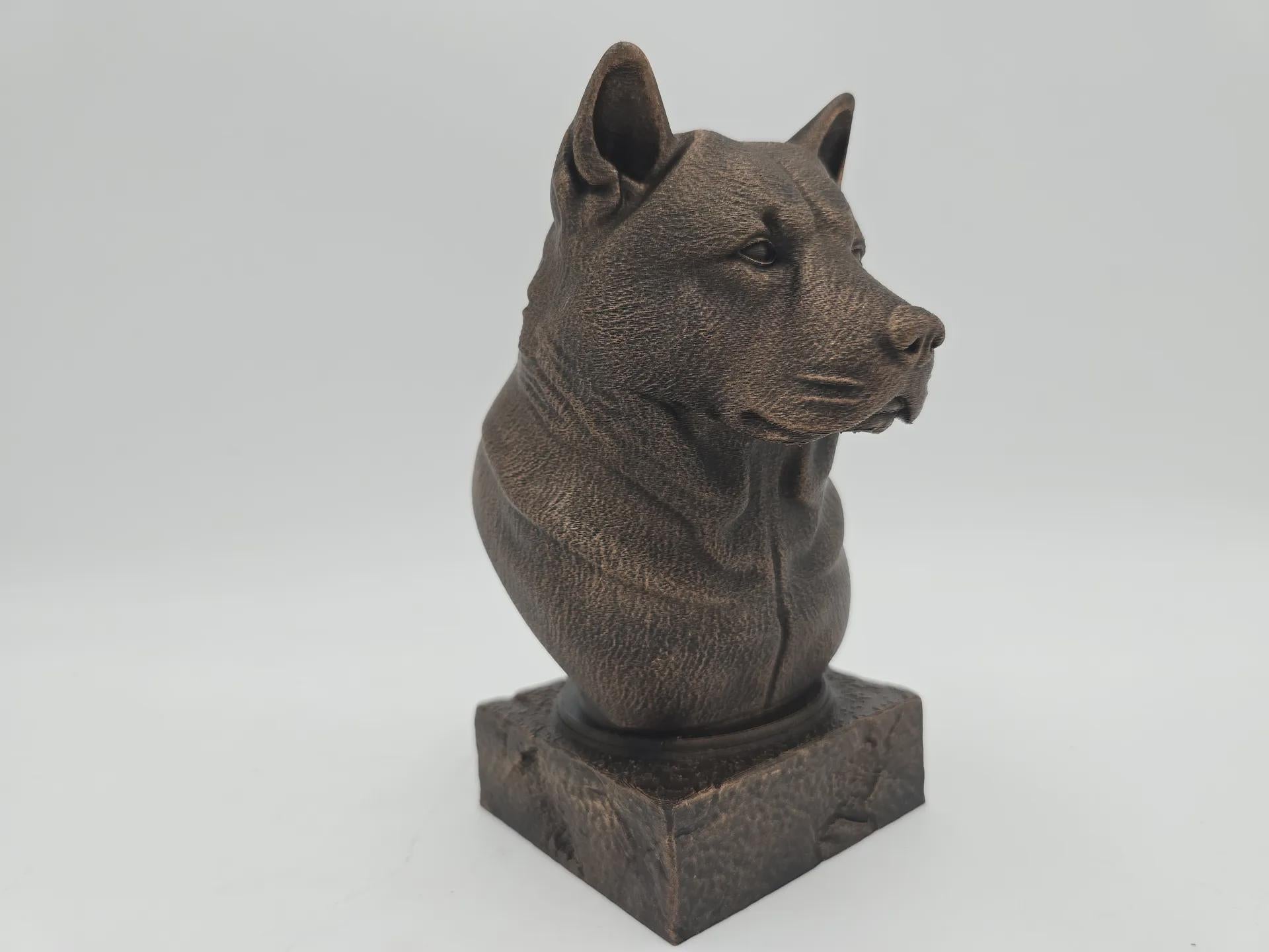 Büste einer Akita-Hundestatue - Wohndeko Hundeliebhaber handbemaltes Ornament
