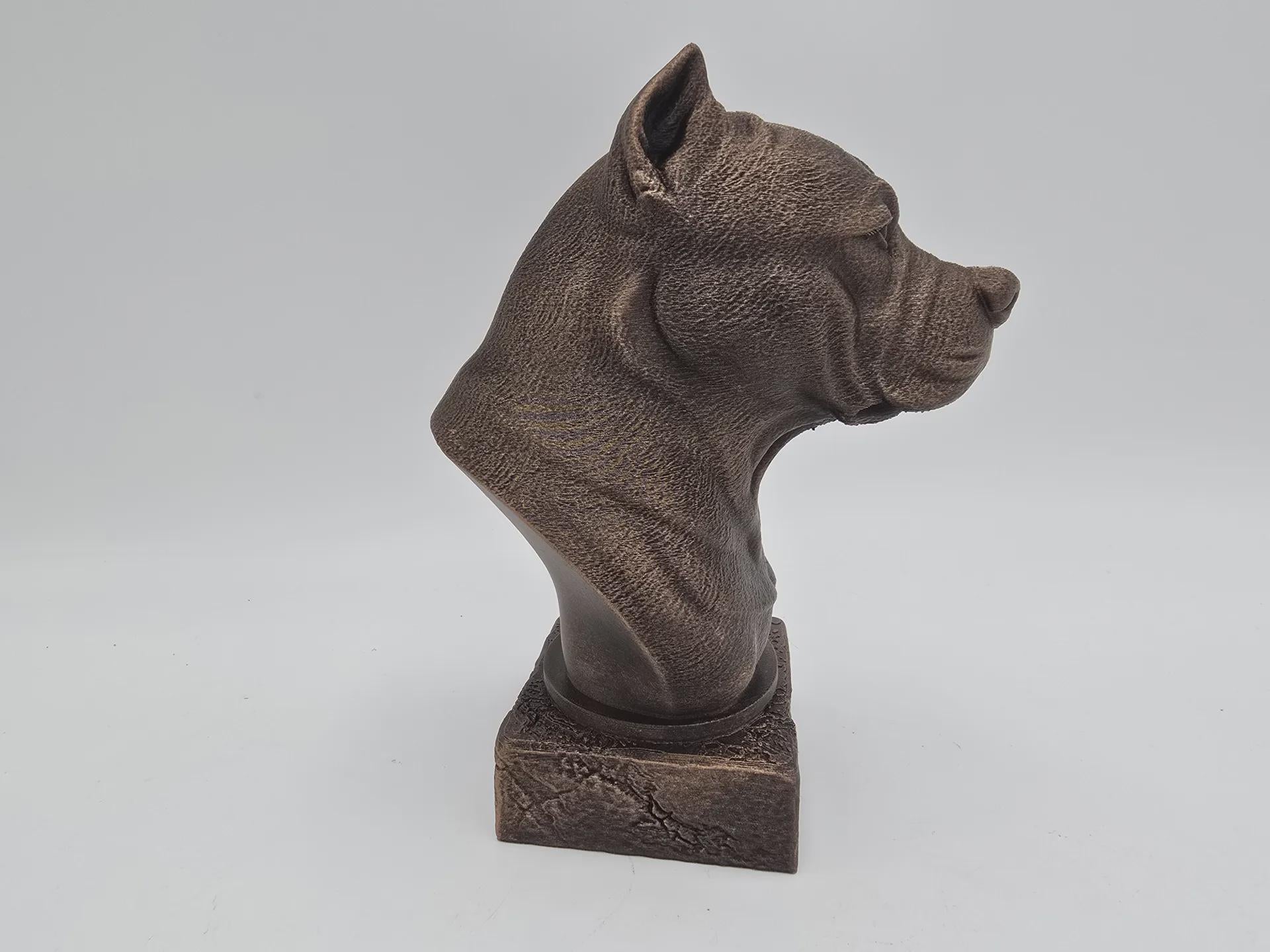 Büste einer Amstaff-Hundestatue - Wohndeko Hundeliebhaber handbemaltes Ornament