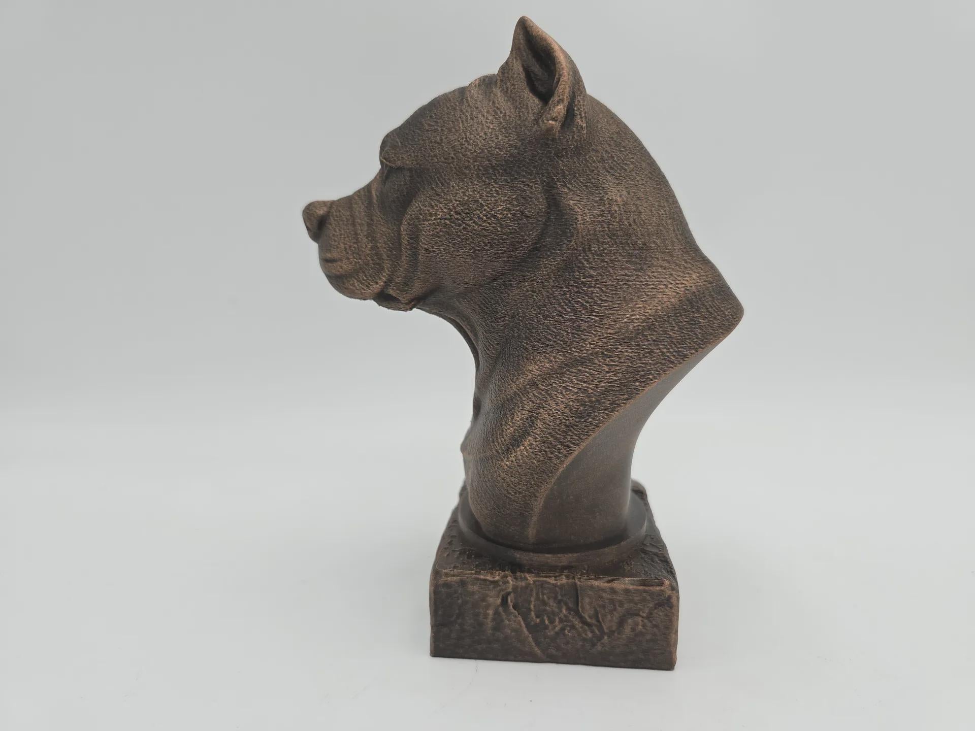 Büste einer Amstaff-Hundestatue - Wohndeko Hundeliebhaber handbemaltes Ornament