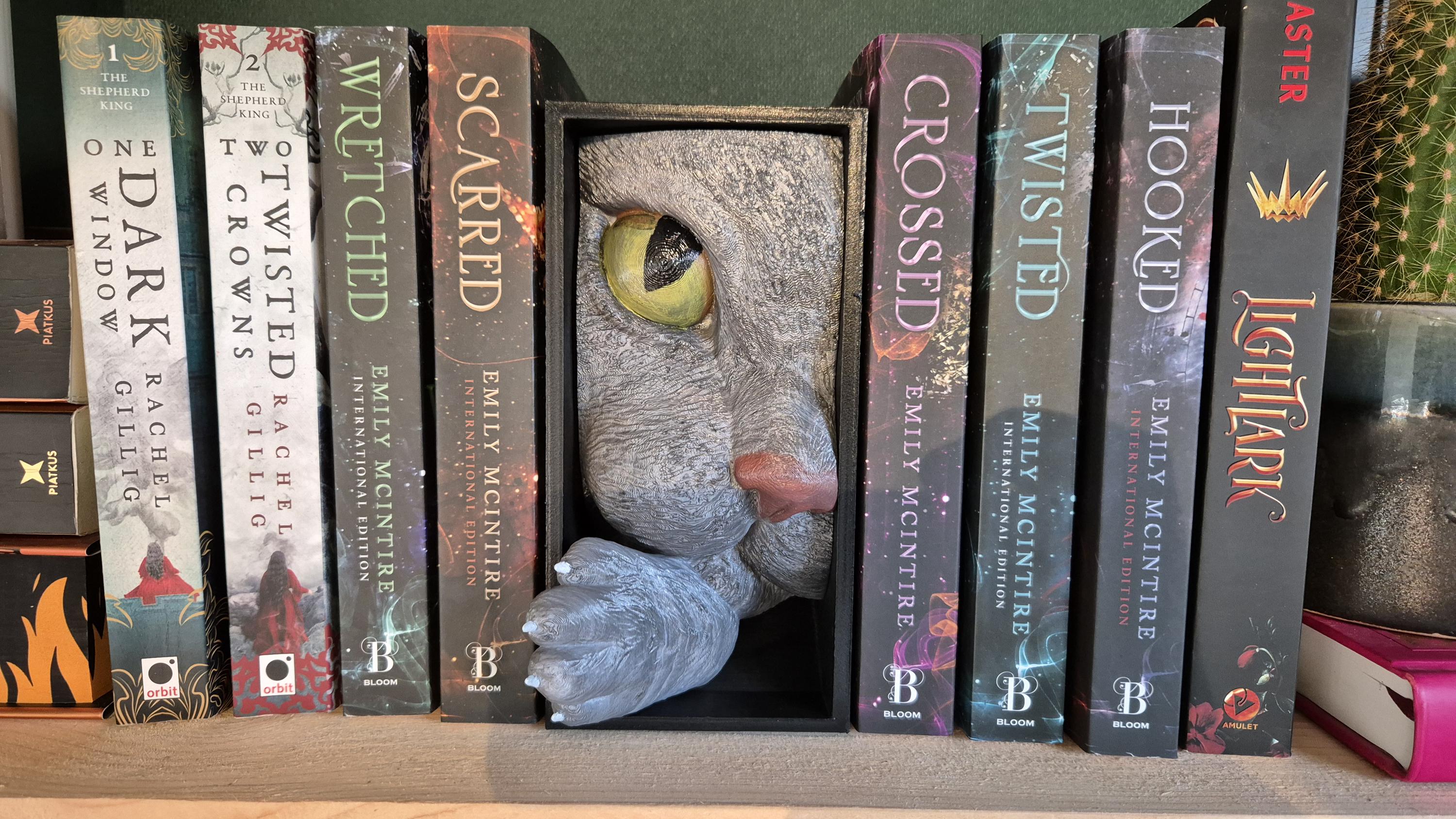 Skurrile Bücherecke für Katzenliebhaber fürs Bücherregal
