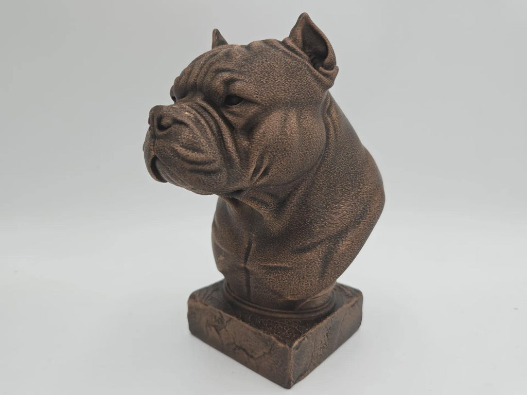 Büste einer American Bully-Hundestatue – handbemaltes Ornament für Hundeliebhaber