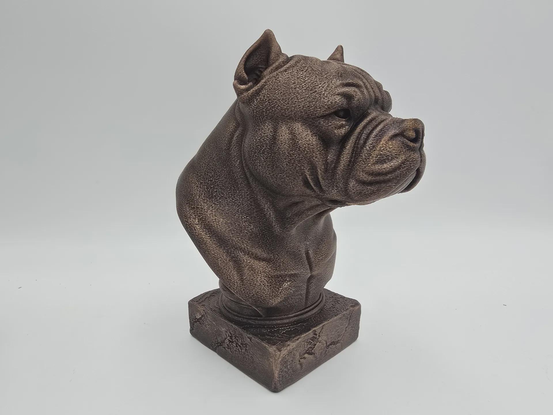 Büste einer American Bully-Hundestatue – handbemaltes Ornament für Hundeliebhaber