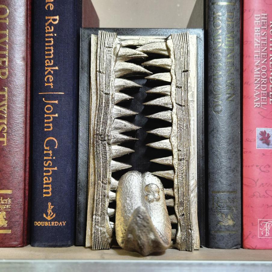 Mimic Book Nook mit offenem Mund und Zunge - 3D-gedrucktes Fantasy-Dekor