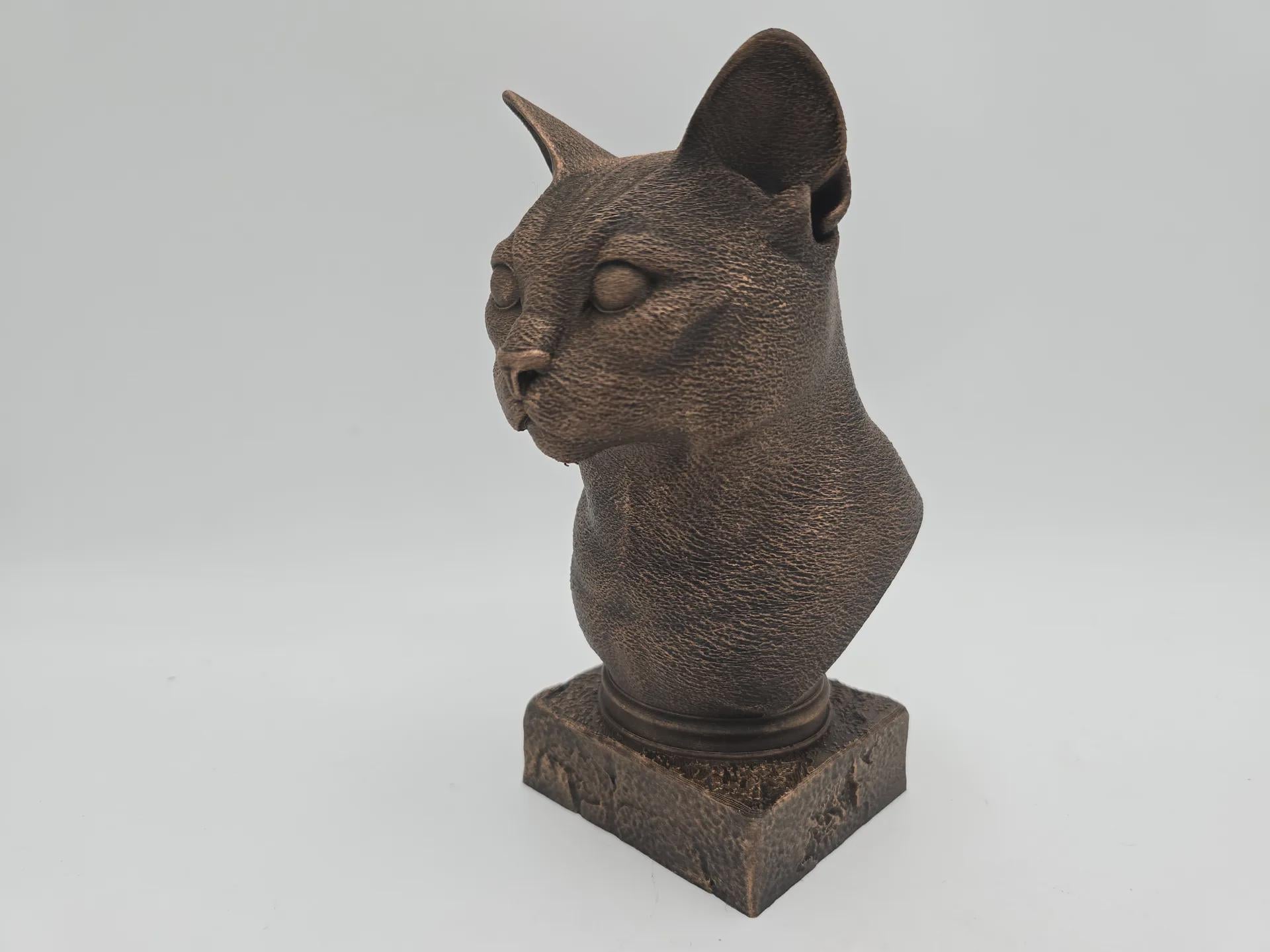 Büste einer Russisch Blau Katze Statue - Wohndeko Katzenliebhaber handbemalt Ornament