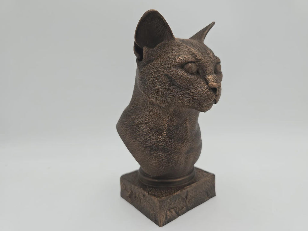 Büste einer Russisch Blau Katze Statue - Wohndeko Katzenliebhaber handbemalt Ornament