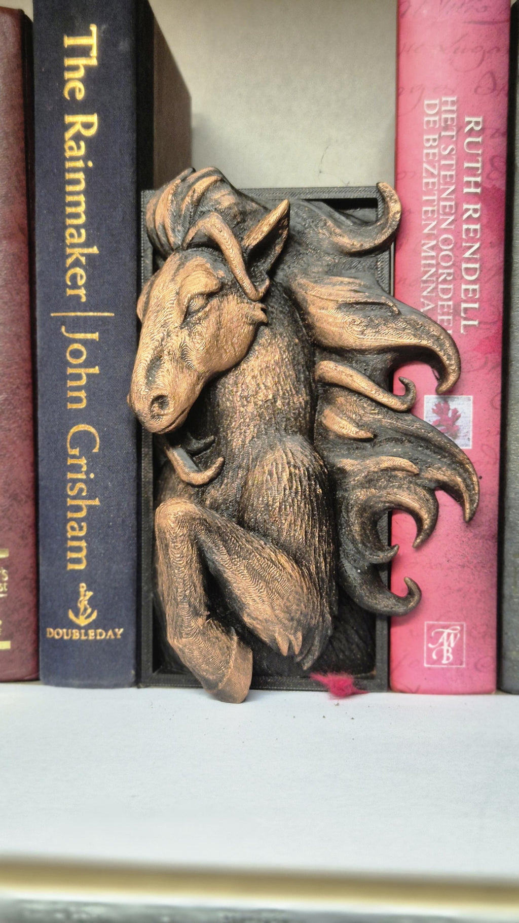 Book nook bronze horse - bookshelf decor