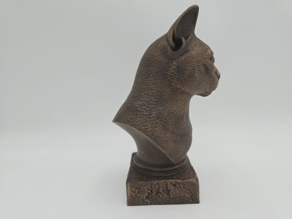 Büste einer Russisch Blau Katze Statue - Wohndeko Katzenliebhaber handbemalt Ornament