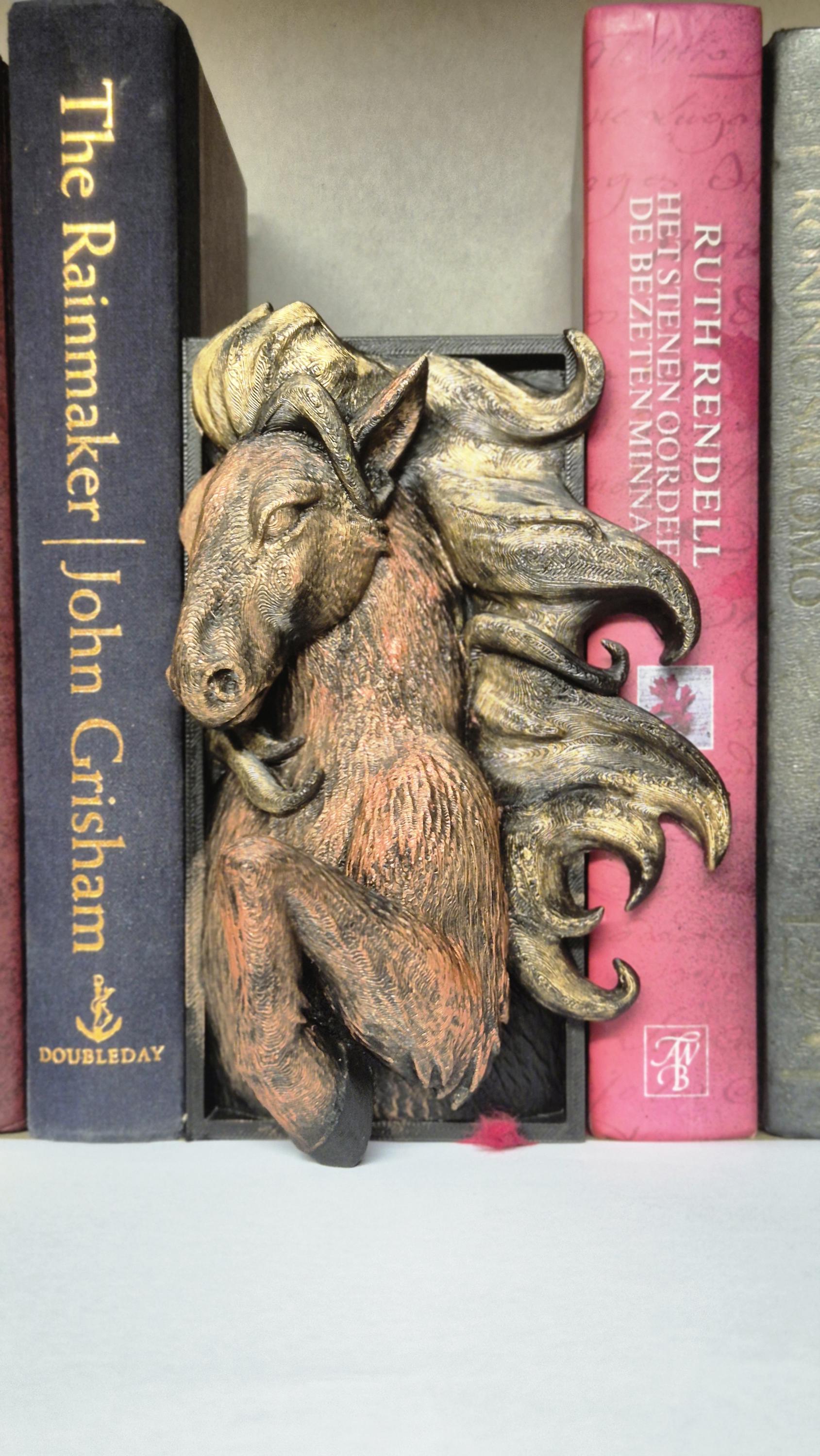 Book nook bronze with gold horse - bookshelf decor