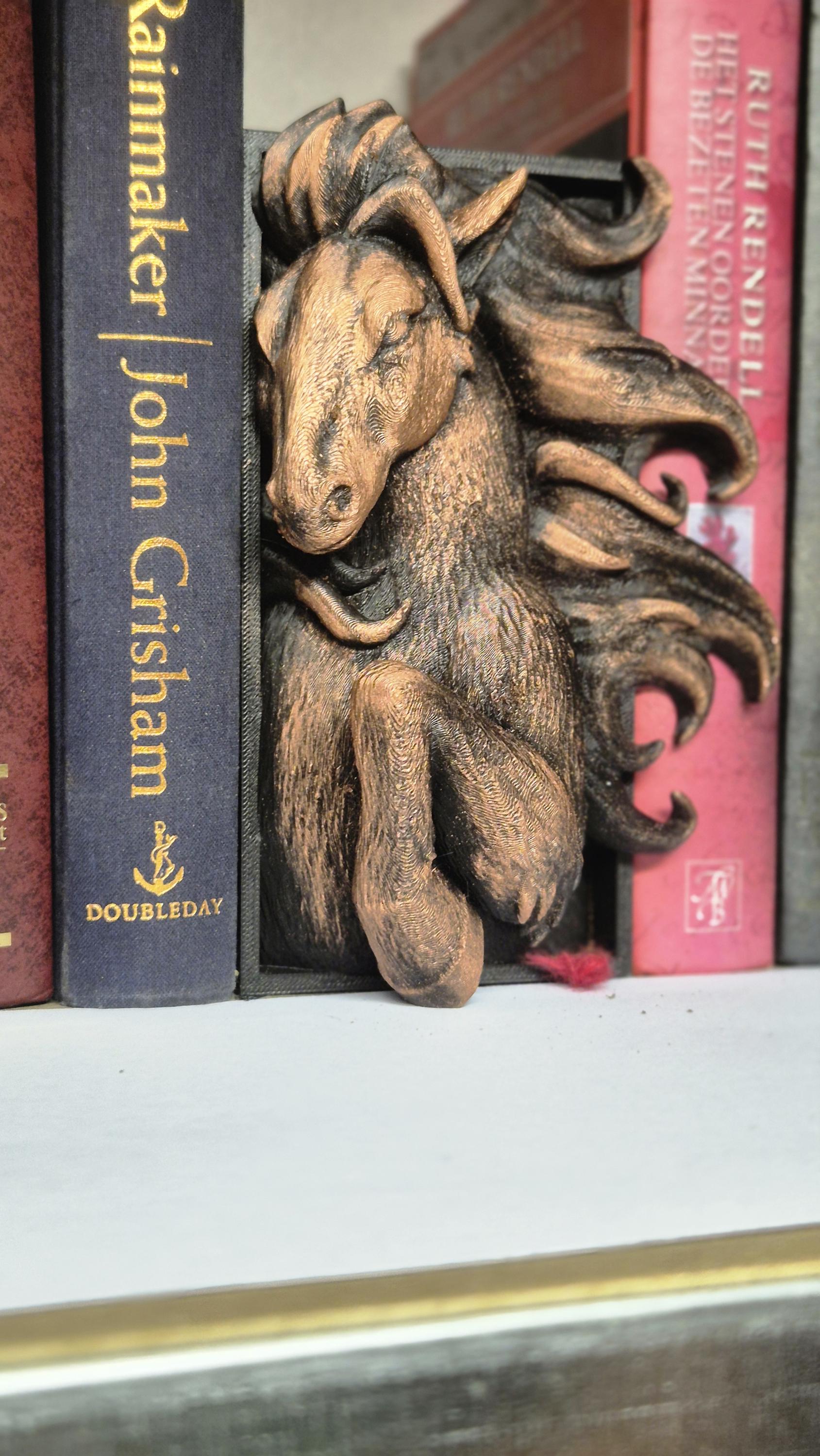 Book nook bronze horse - bookshelf decor