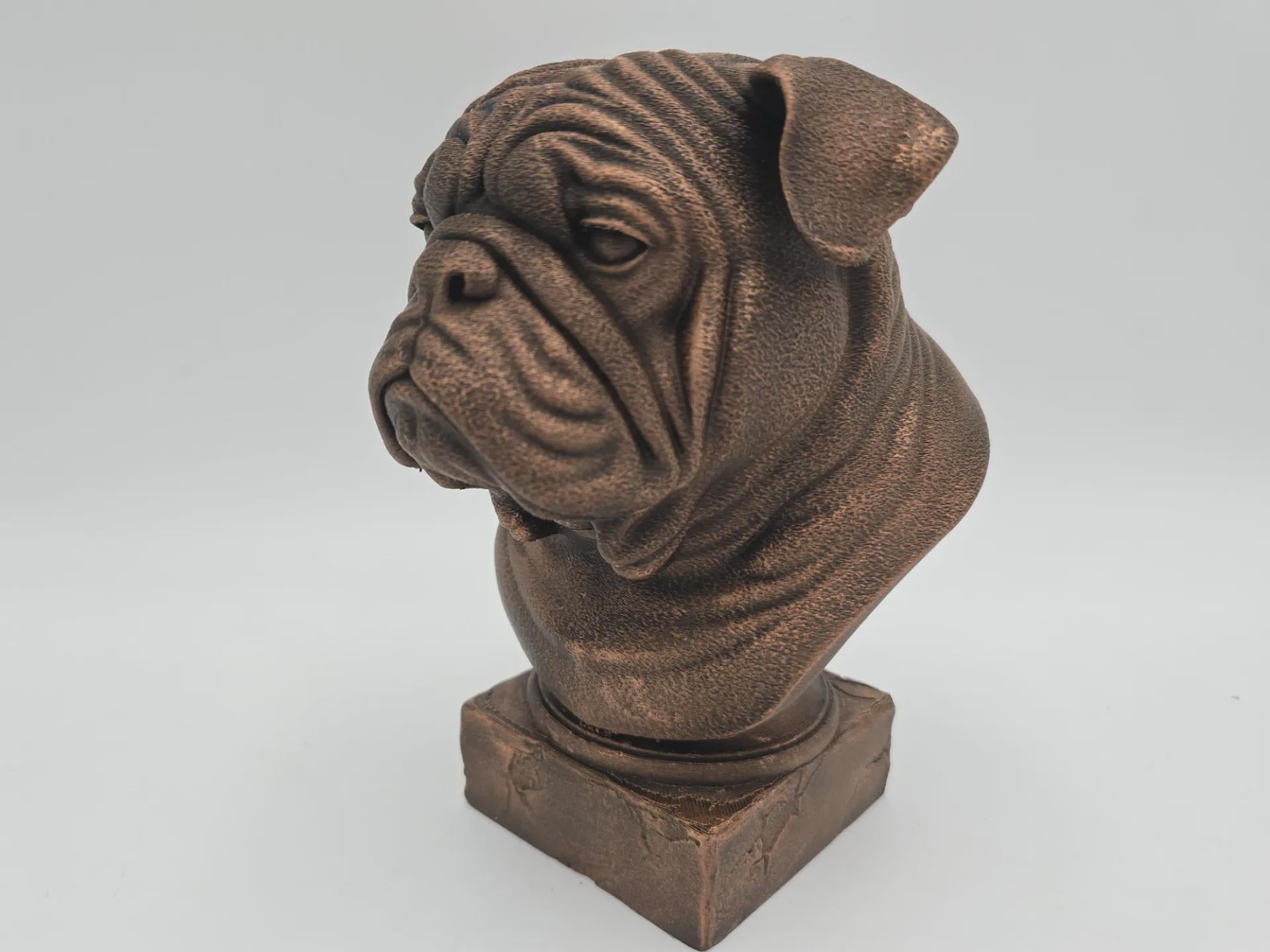 Bust of an English Bulldog Dog Statue - Home Decor Dog Lover Handpainted Ornament