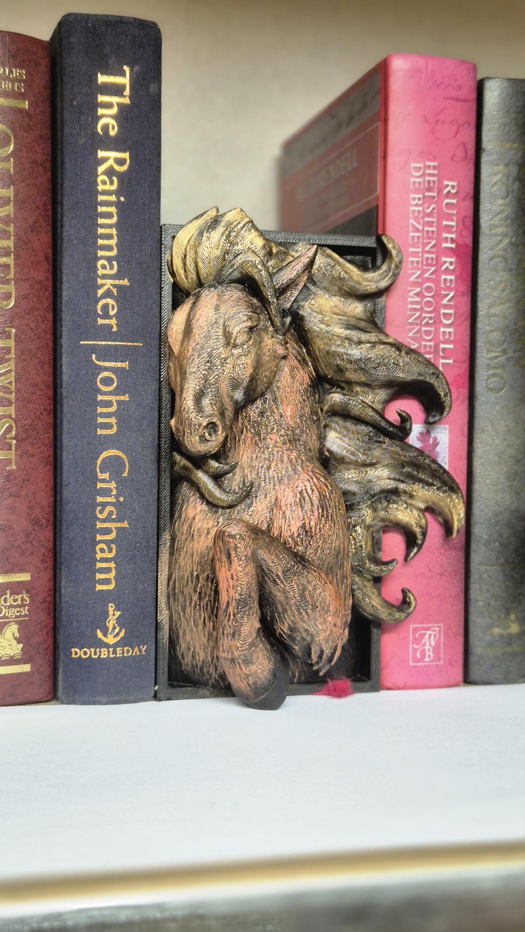 Book nook bronze with gold horse - bookshelf decor