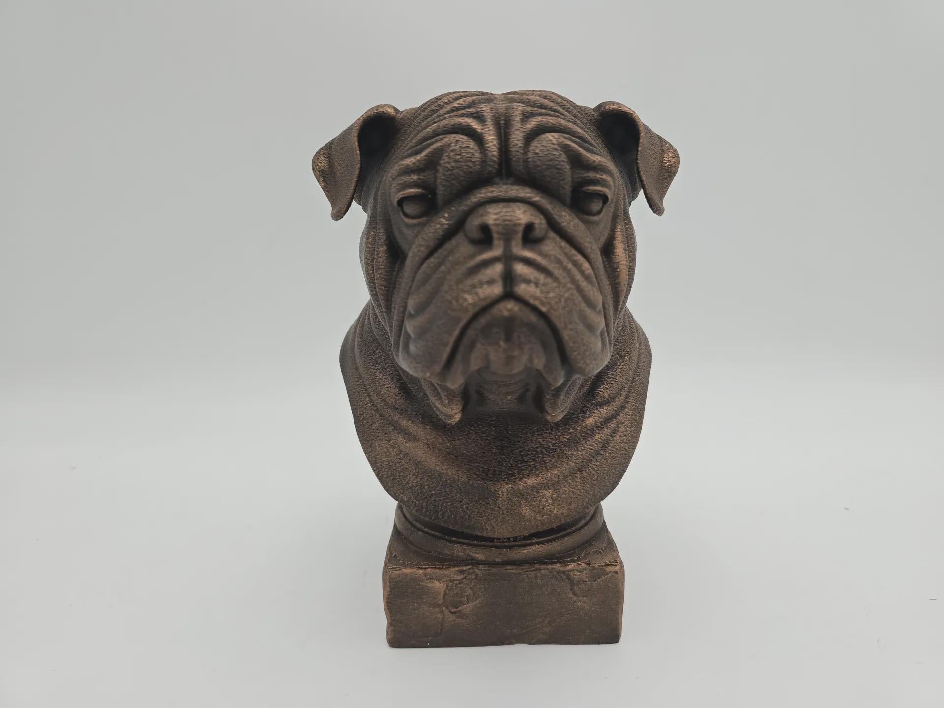 Bust of an English Bulldog Dog Statue - Home Decor Dog Lover Handpainted Ornament