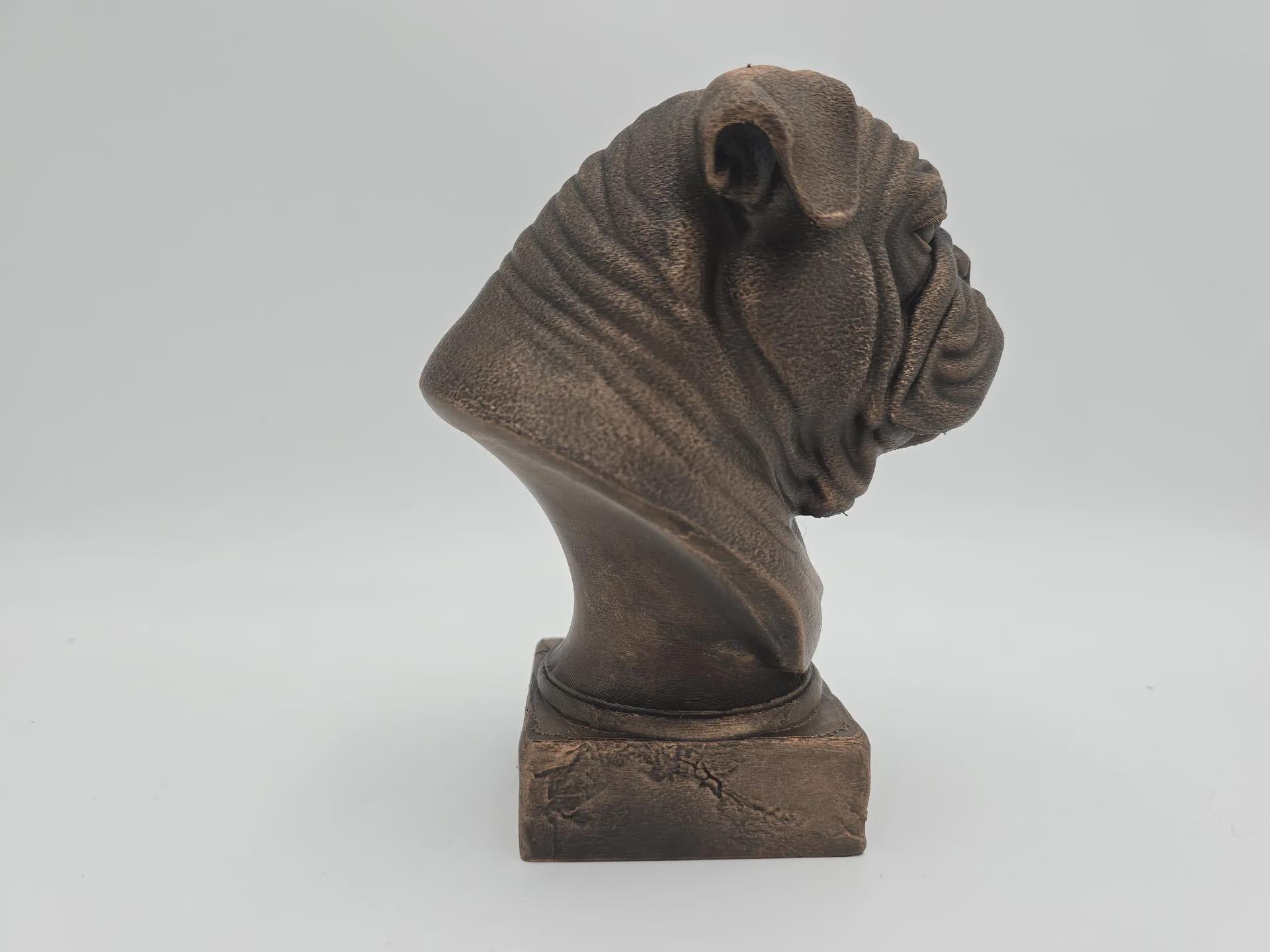 Büste einer englischen Bulldogge, Hundestatue – handbemaltes Ornament für Hundeliebhaber