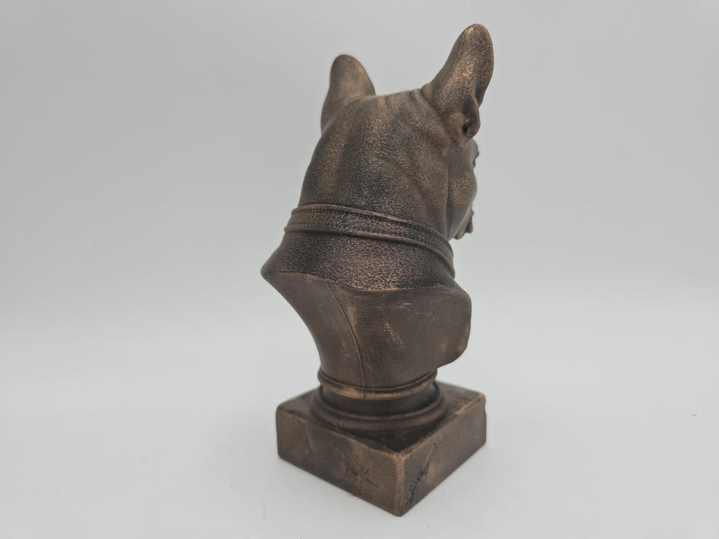Büste einer französischen Bulldogge Hundestatue - Wohndeko Hundeliebhaber handbemaltes Ornament