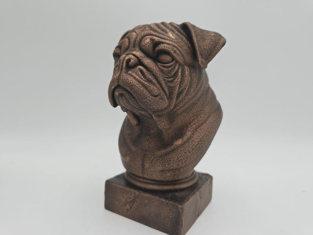 Büste einer Mops-Hundestatue - Wohndeko Hundeliebhaber handbemaltes Ornament