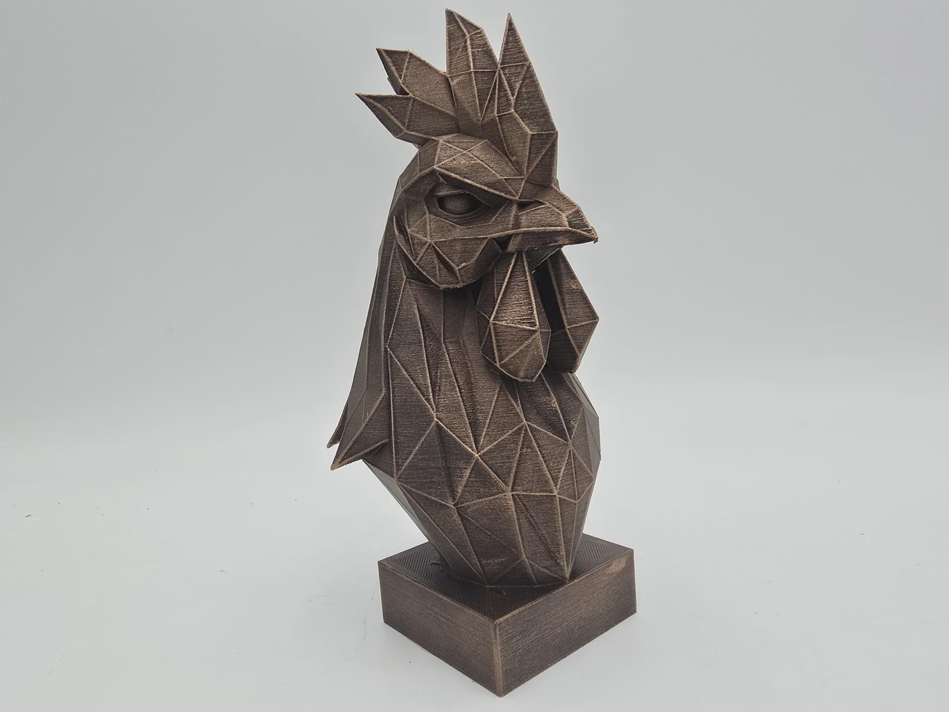 Büste einer Hahnstatue - handbemaltes Ornament für Wohndekorliebhaber
