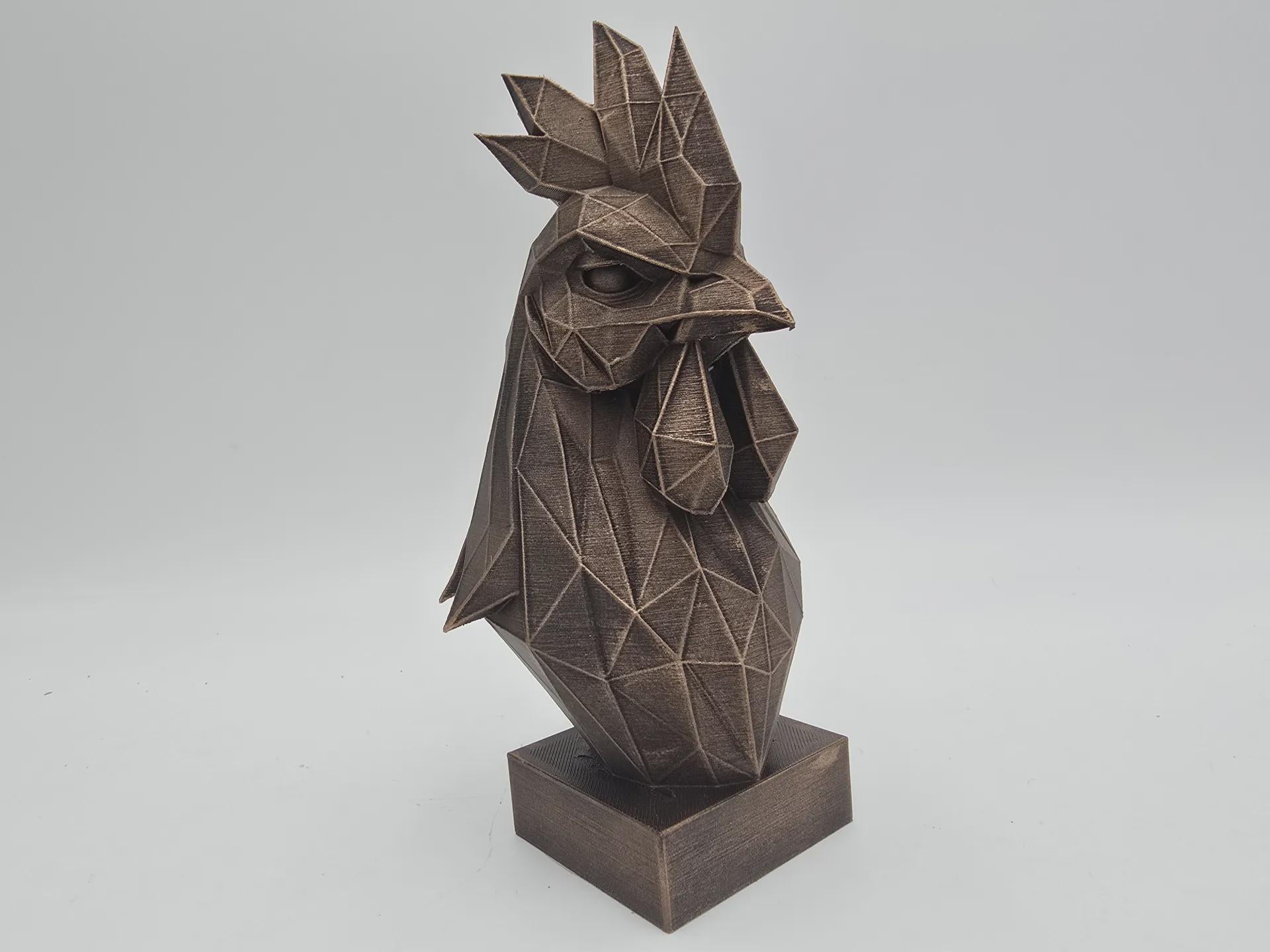 Büste einer Hahnstatue - handbemaltes Ornament für Wohndekorliebhaber