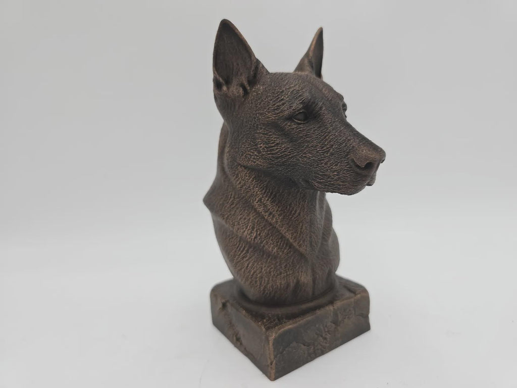 Büste einer belgischen Malinois-Hundestatue - Wohndeko Hundeliebhaber handbemaltes Ornament