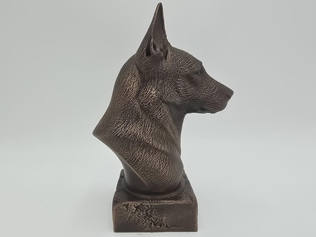 Büste einer belgischen Malinois-Hundestatue - Wohndeko Hundeliebhaber handbemaltes Ornament