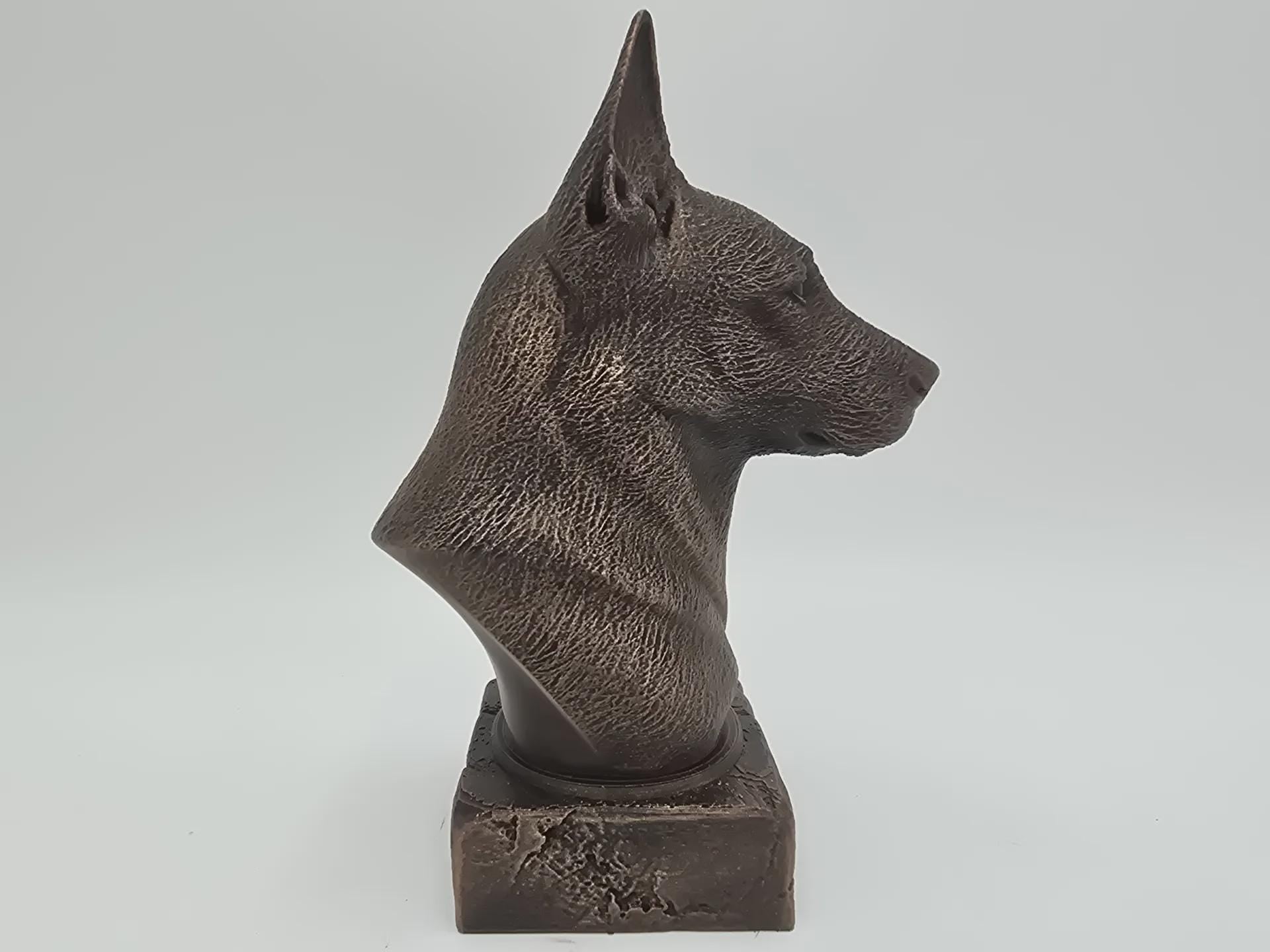 Büste einer belgischen Malinois-Hundestatue - Wohndeko Hundeliebhaber handbemaltes Ornament