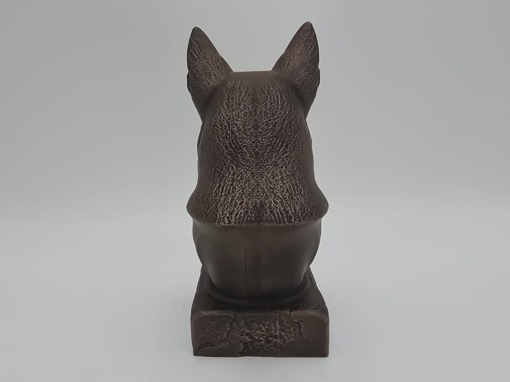 Büste einer belgischen Malinois-Hundestatue - Wohndeko Hundeliebhaber handbemaltes Ornament