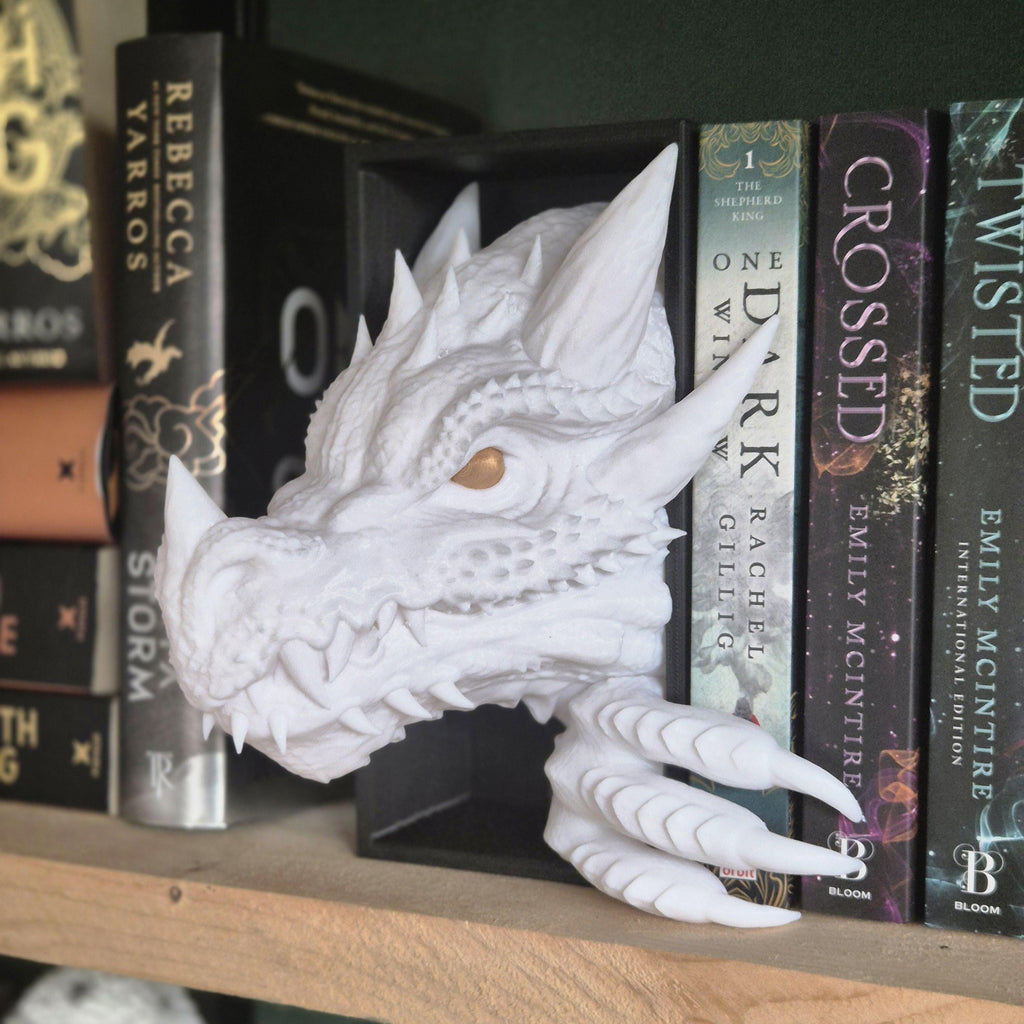 Schwarzer Drachenkopf und Schwanz Buch Nook &amp; DnD DM Bildschirm - 2-in-1 Fantasy Set Forthwing Onyxstorm Dekor Geschenk