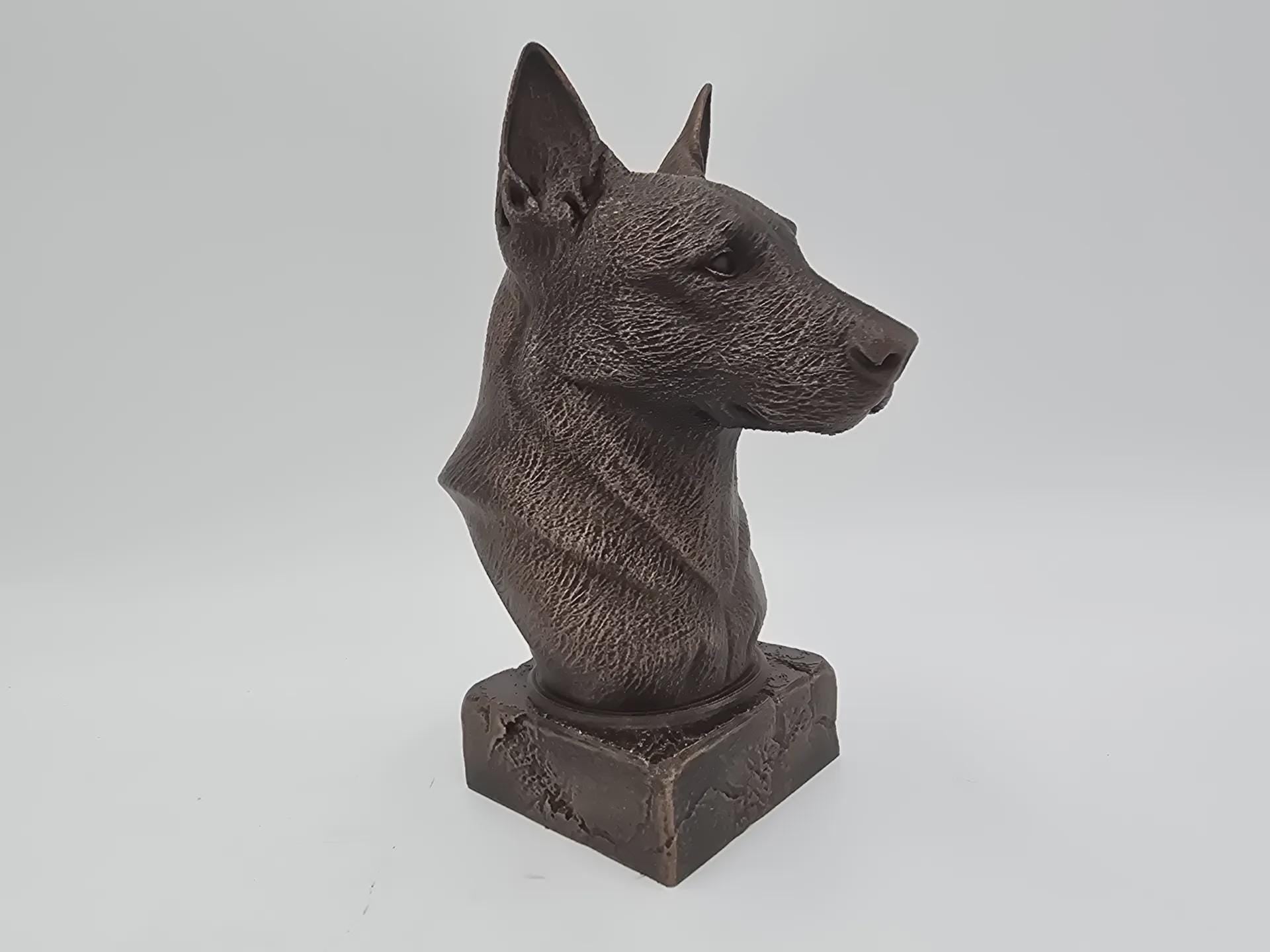 Büste einer belgischen Malinois-Hundestatue - Wohndeko Hundeliebhaber handbemaltes Ornament