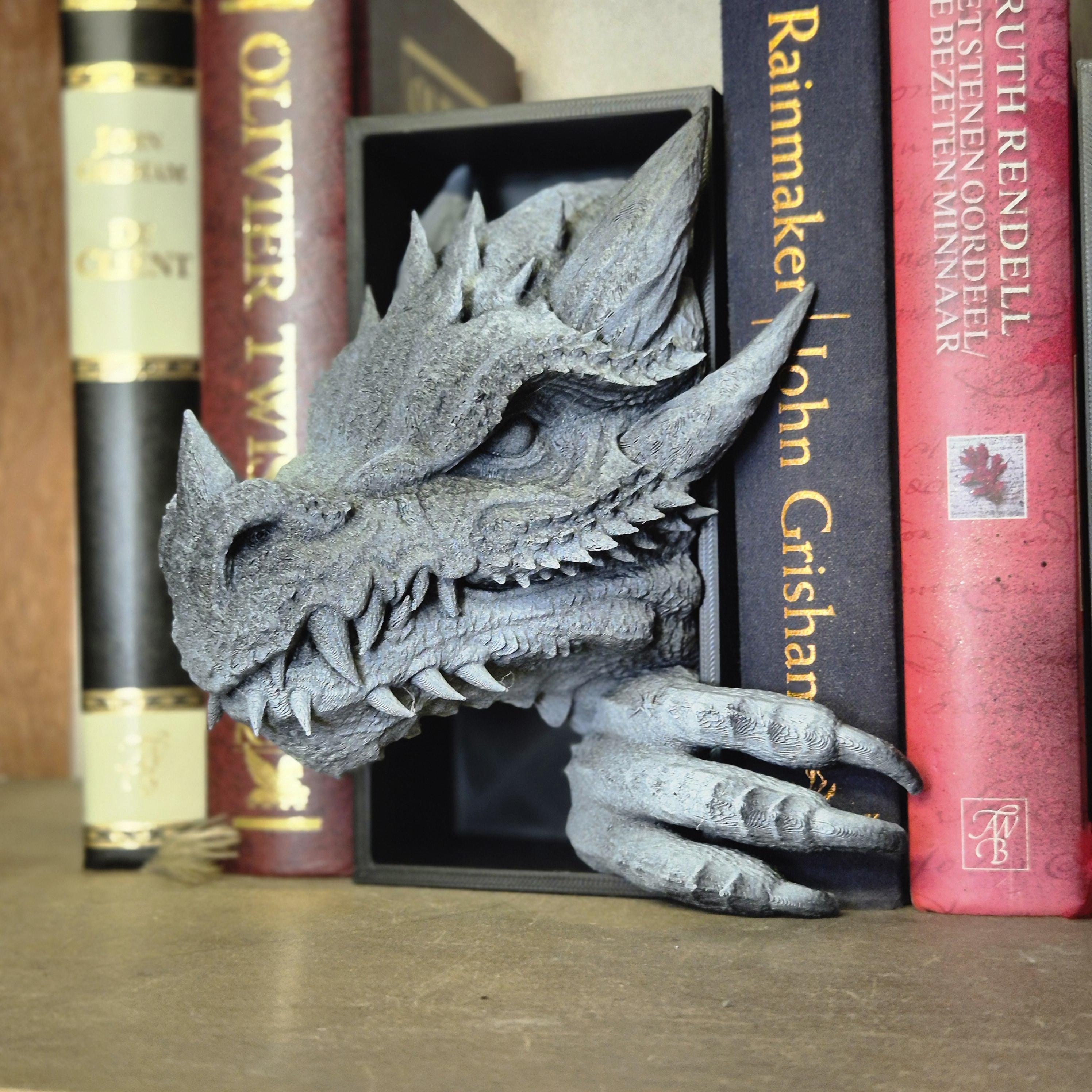 Schwarzer Drachenkopf und Schwanz Buch Nook &amp; DnD DM Bildschirm - 2-in-1 Fantasy Set Forthwing Onyxstorm Dekor Geschenk