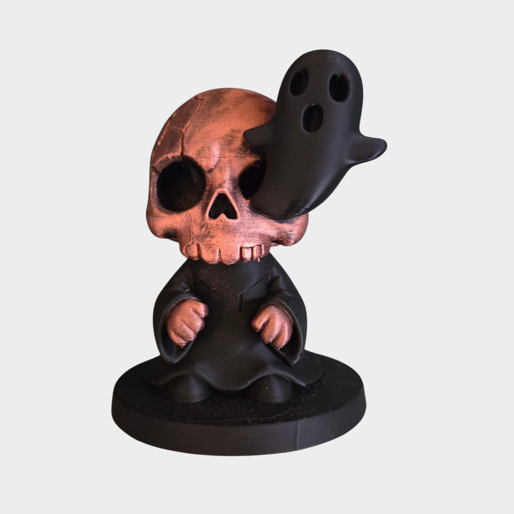 Skull Bookish Decor with Ghost | Dark Academia Shelf Decor | Gothic Book Nook Ornament