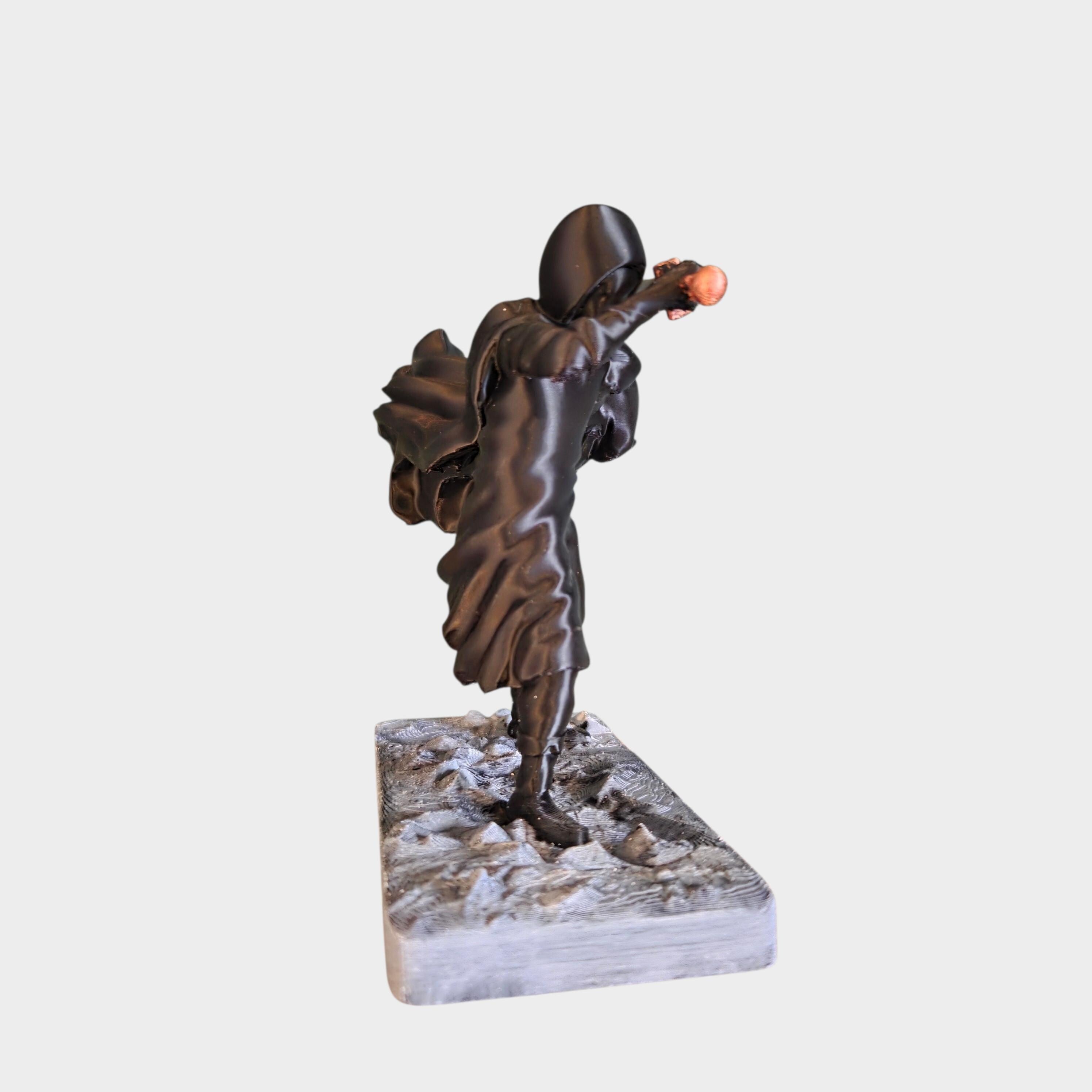 Dark Fantasy Warrior Figurine | Hooded Sword Fighter Statue | Epic Fantasy Desk Decor | Unique Gift