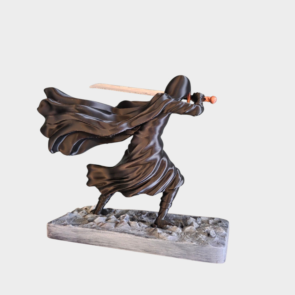 Dark Fantasy Warrior Figurine | Hooded Sword Fighter Statue | Epic Fantasy Desk Decor | Unique Gift