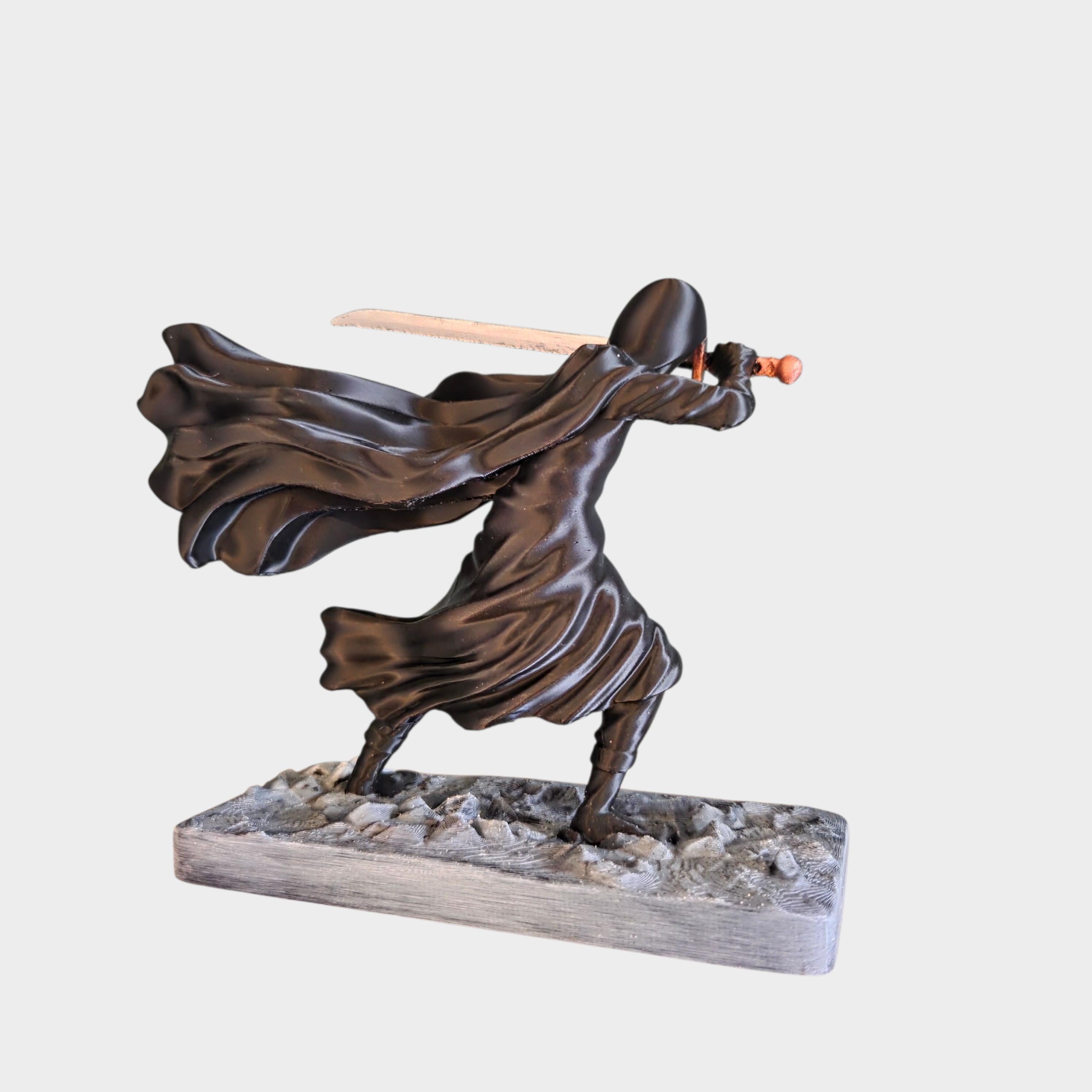 Dark Fantasy Warrior Figurine | Hooded Sword Fighter Statue | Epic Fantasy Desk Decor | Unique Gift
