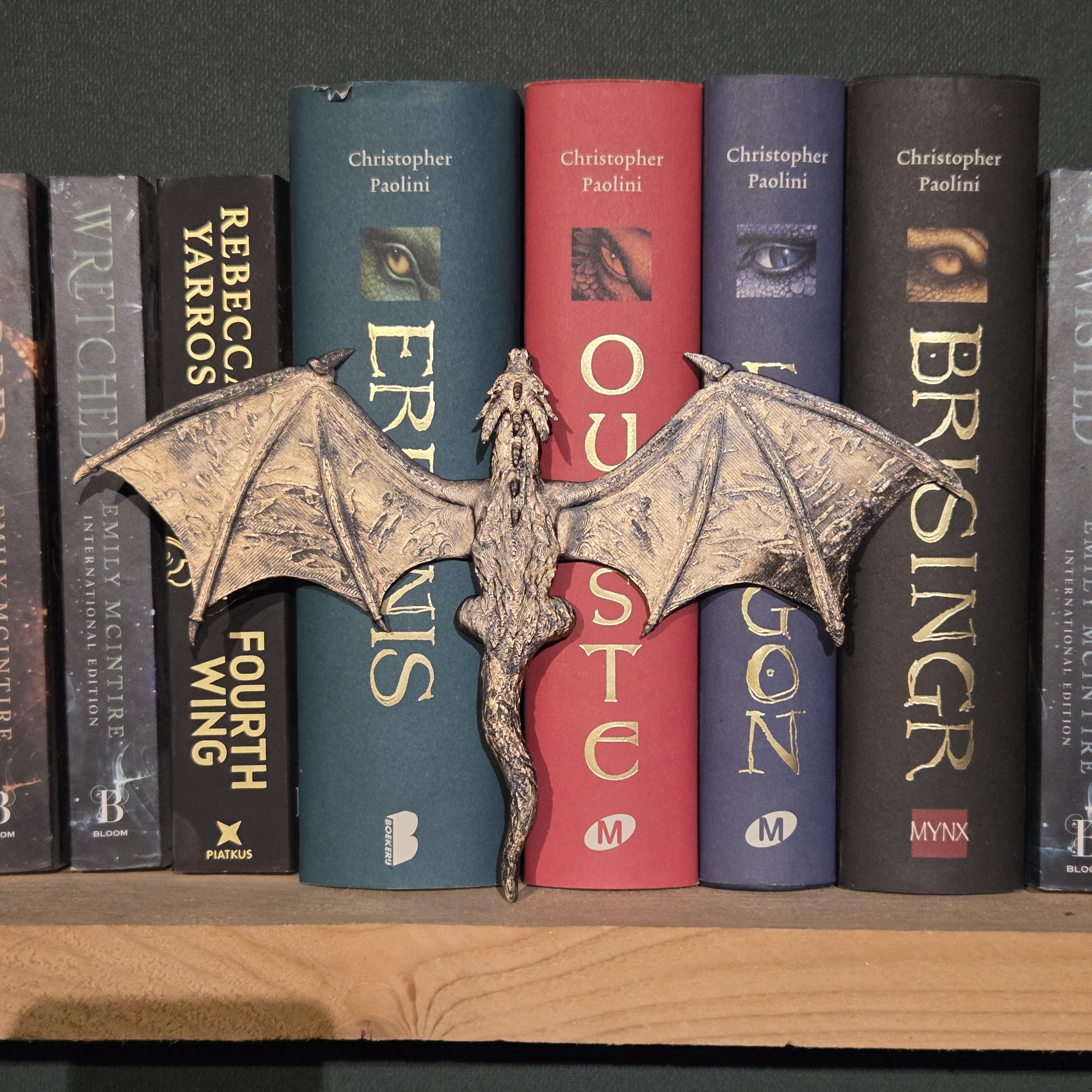 Silberdrachen-Rückenklammerer – Fantasy-Begleiter, der sich um den Rücken deines Buches schlingt | Fantasy-Bücherregalwächter