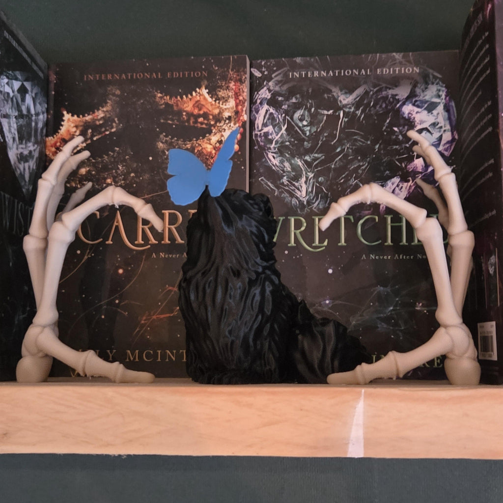 Skeleton Hands Heart Bookshelf decor | Gothic Book Decor | Dark Romance Bookshelf | Spooky Cute Skeleton Decor | Book Lover Gift