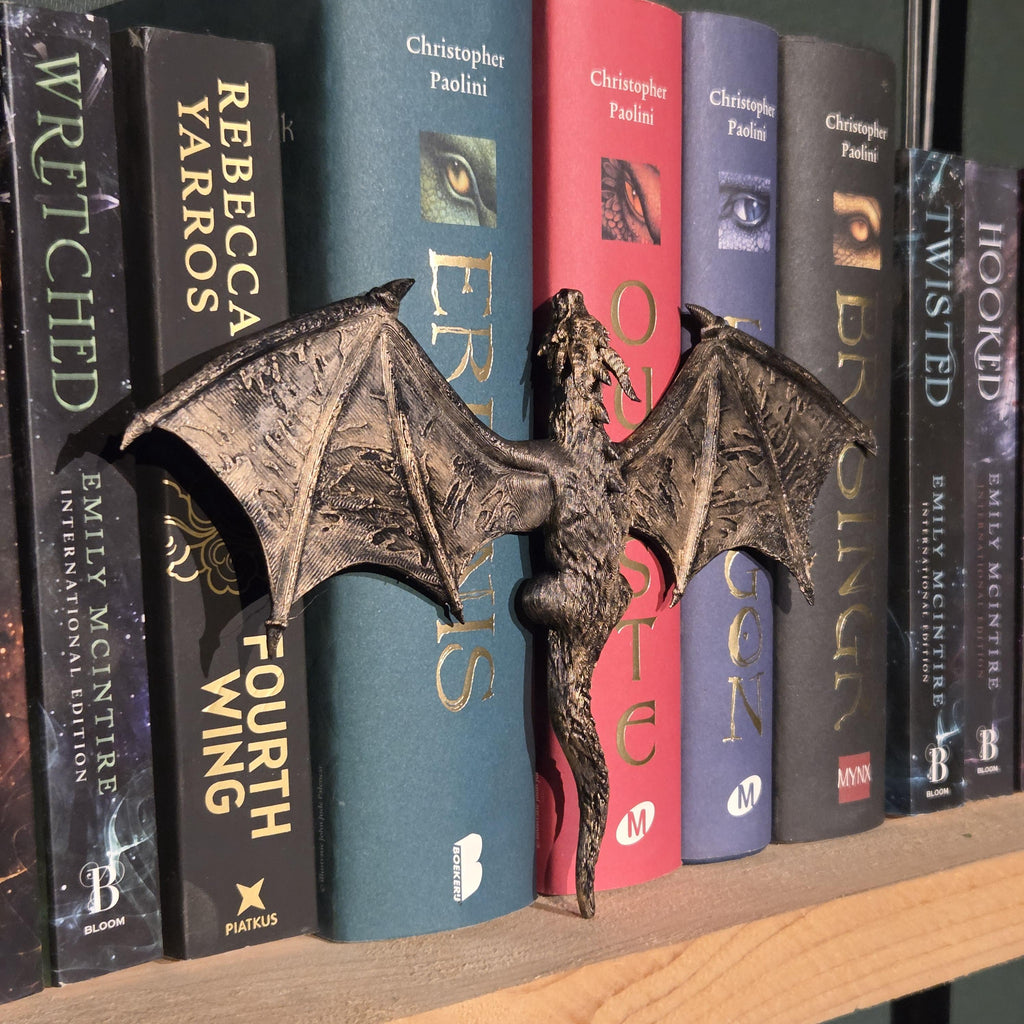 Silberdrachen-Rückenklammerer – Fantasy-Begleiter, der sich um den Rücken deines Buches schlingt | Fantasy-Bücherregalwächter