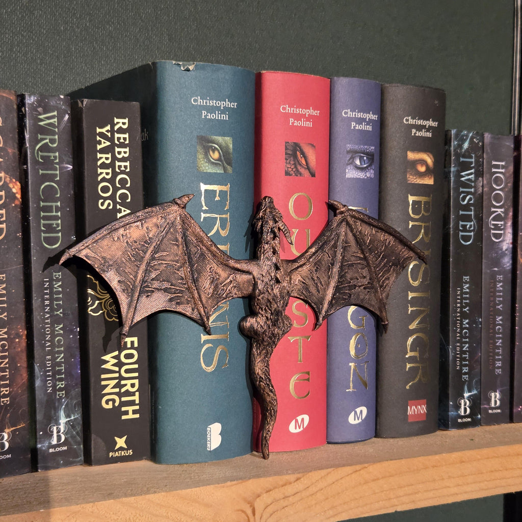 Silberdrachen-Rückenklammerer – Fantasy-Begleiter, der sich um den Rücken deines Buches schlingt | Fantasy-Bücherregalwächter