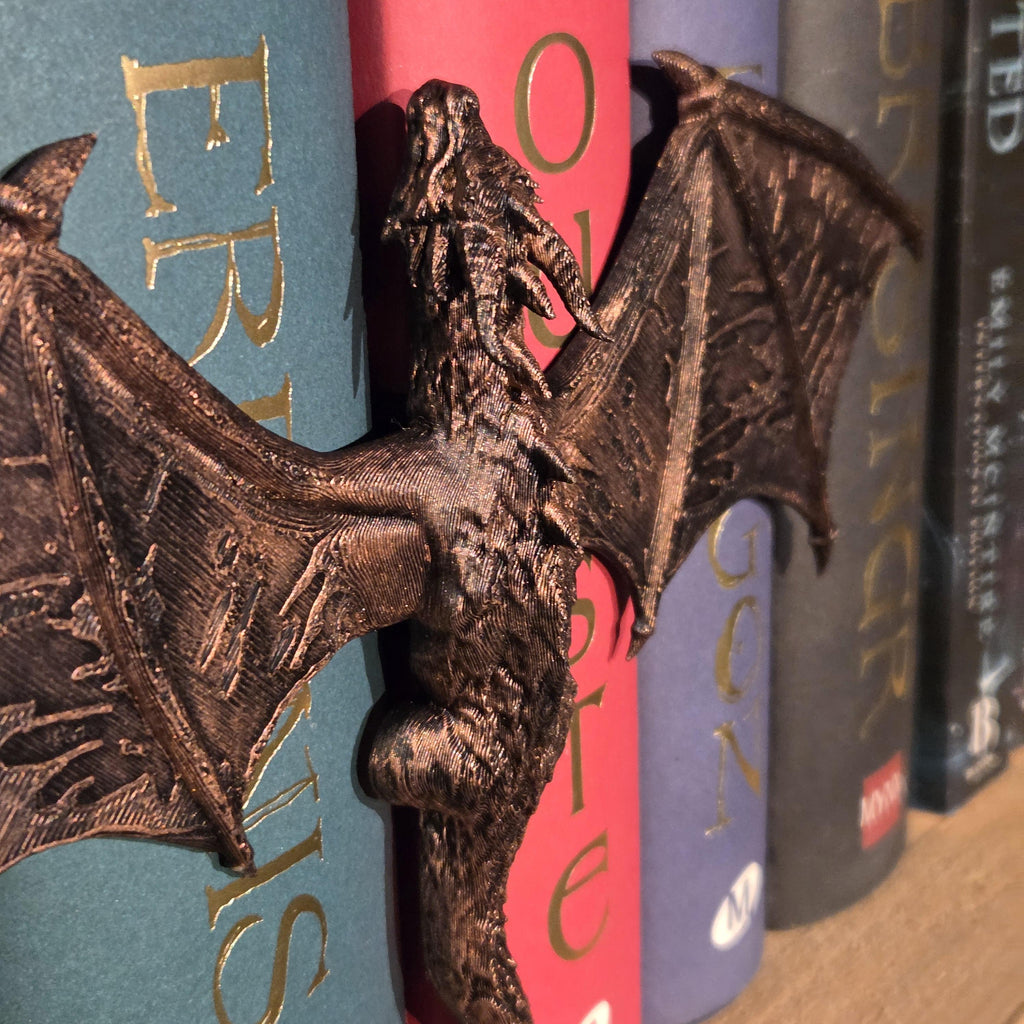 Goldener Drachen-Rückenklammer – Fantasy-Begleiter, der sich um den Rücken deines Buches schlingt | Fantasy-Bücherregal-Wächter